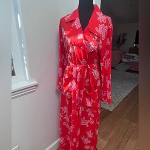 OpenEdit floral tie waist robe